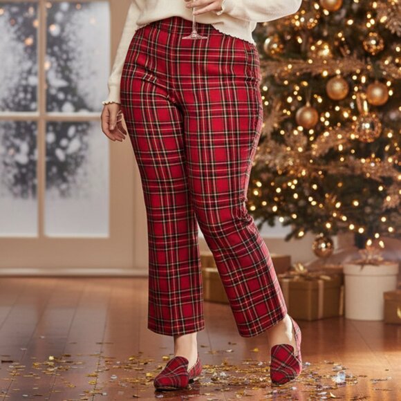 J.Crew Kelsey Pant | Red Tartan Plaid Mini-Flare Pants | Size 14 | Holiday Party - Picture 13 of 13